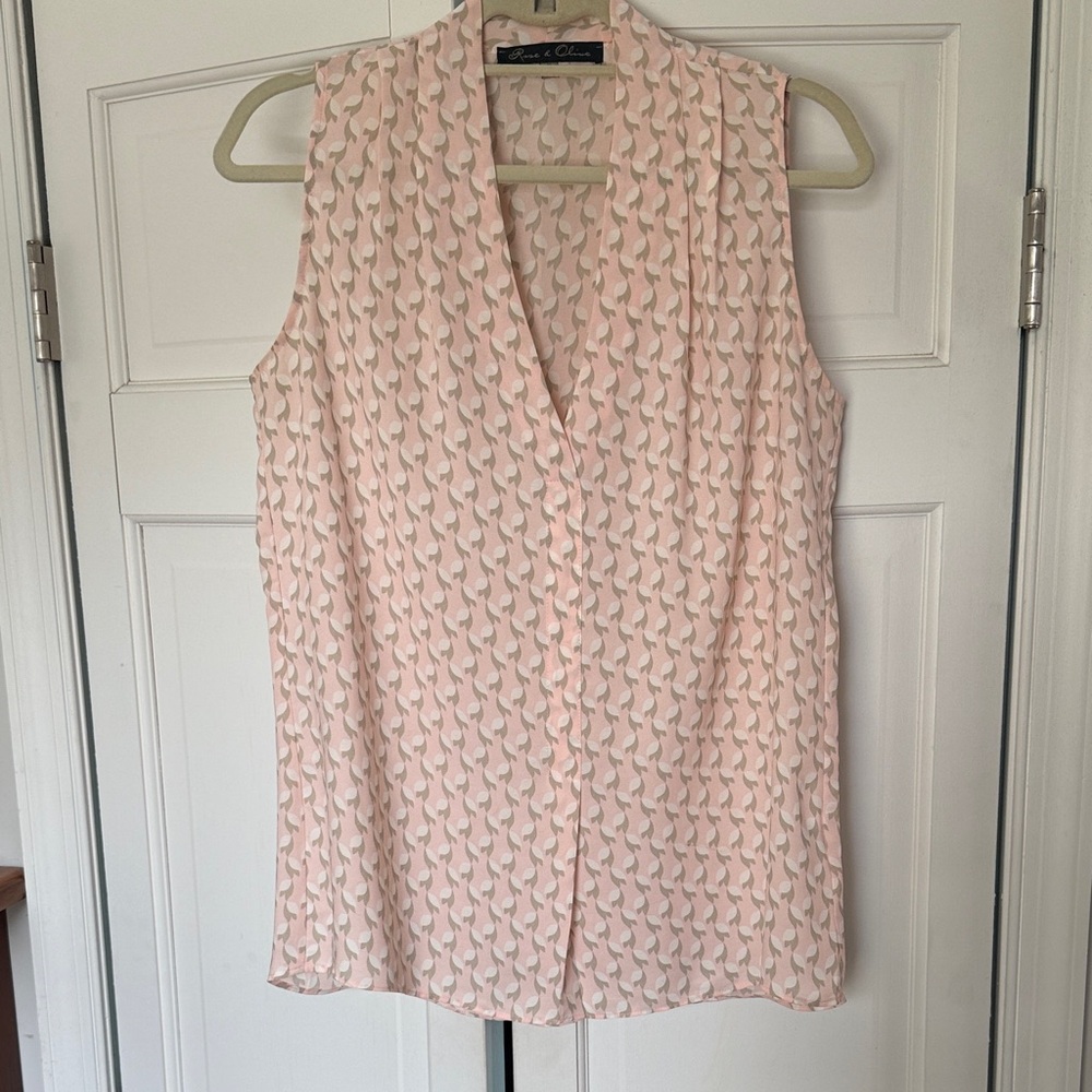 Rose & Olive Pink Patterned Sleeveless Blouse